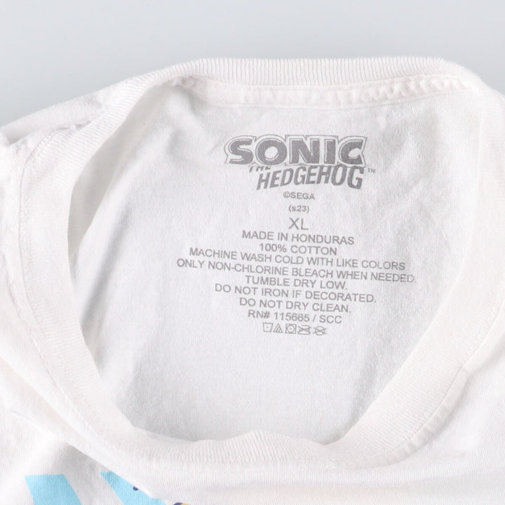 SONIC Sonic character print T-shirt Men's XL size cotton white type Vintage Second Hand