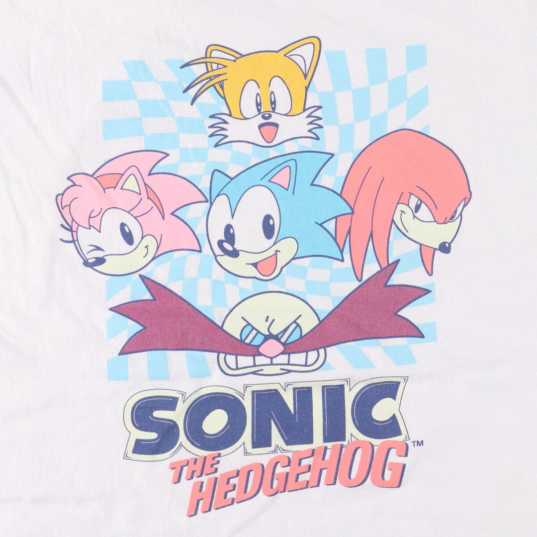 SONIC Sonic character print T-shirt Men's XL size cotton white type Vintage Second Hand