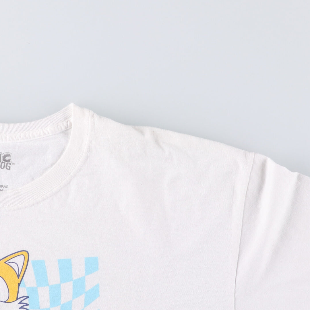 SONIC Sonic character print T-shirt Men's XL size cotton white type Vintage Second Hand