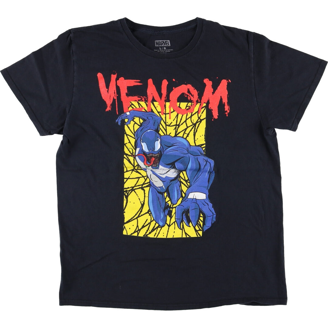 Marvel VENOM Character Print T-Shirt, Men's L size cotton black type Vintage Second Hand