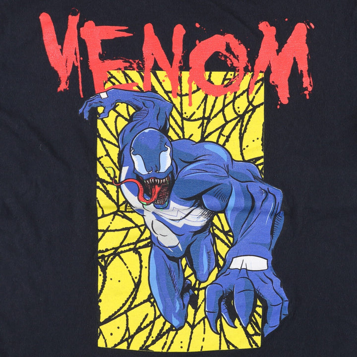 Marvel VENOM Character Print T-Shirt, Men's L size cotton black type Vintage Second Hand