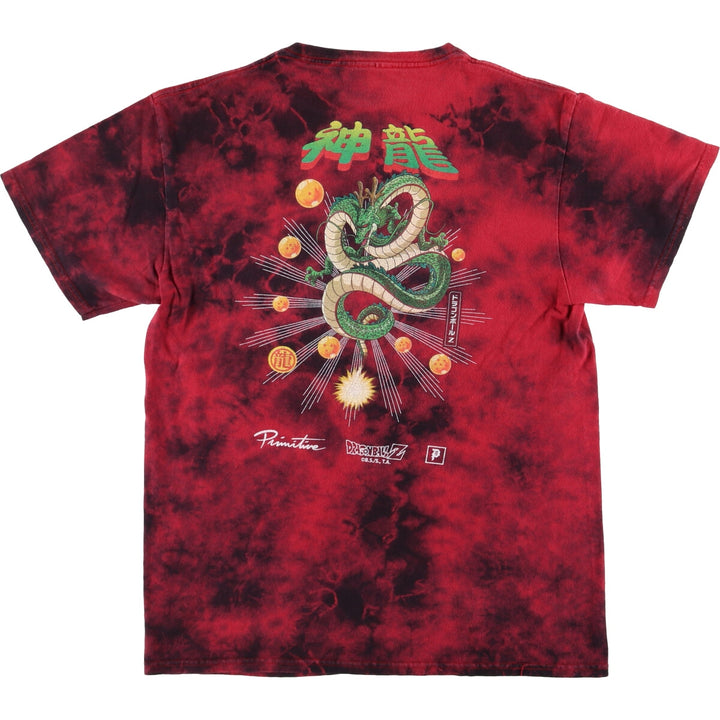 Primitive DORAGON BALL Dragon Ball Tie-dye Pattern Anime Character Print T-shirt Men's S size cotton red type Vintage Second Hand