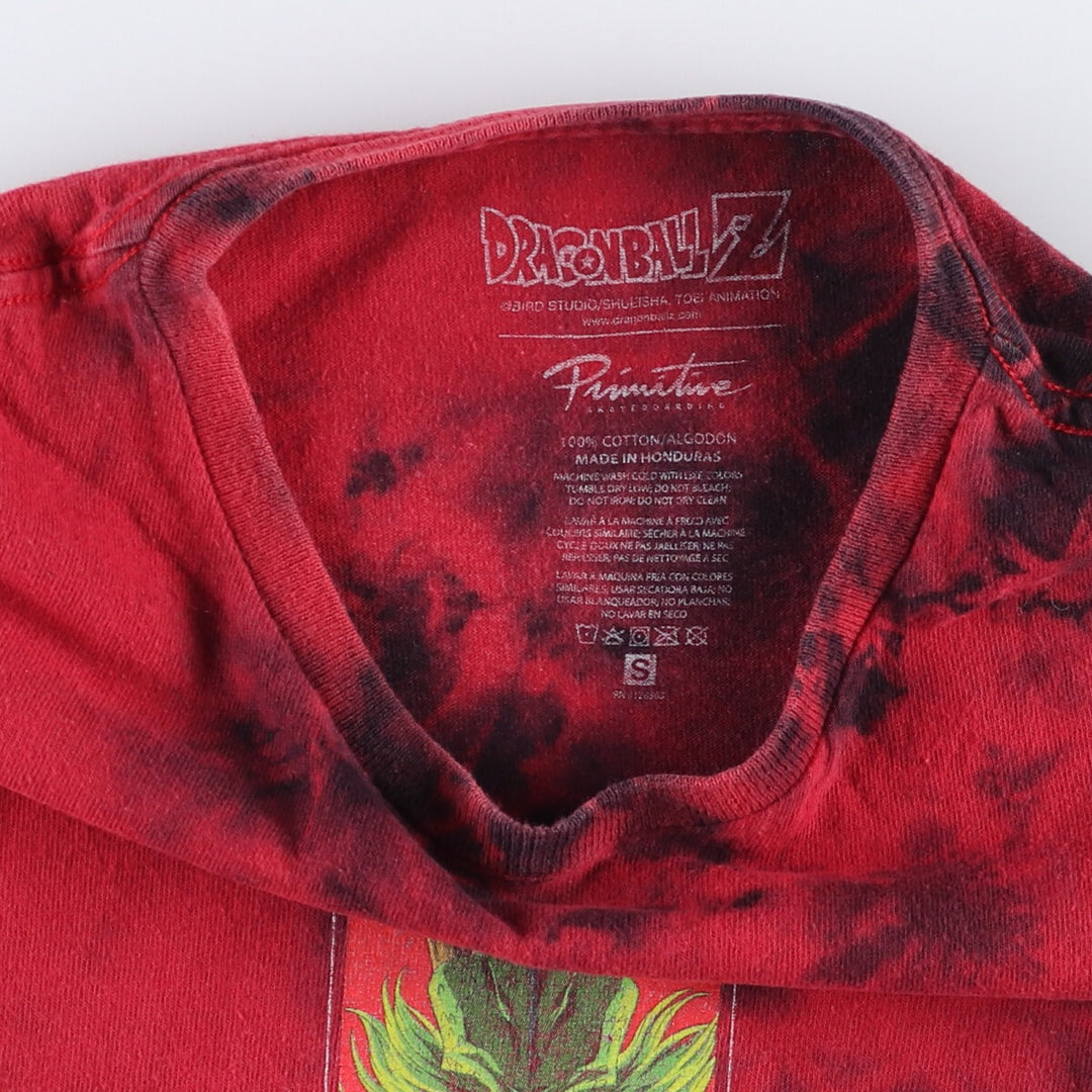 Primitive DORAGON BALL Dragon Ball Tie-dye Pattern Anime Character Print T-shirt Men's S size cotton red type Vintage Second Hand