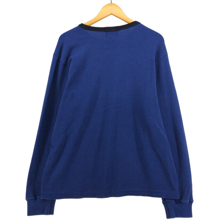 Eddie Bauer Thermal Ron T-shirt, Waffle, Men's L size cotton blue type Vintage Second Hand