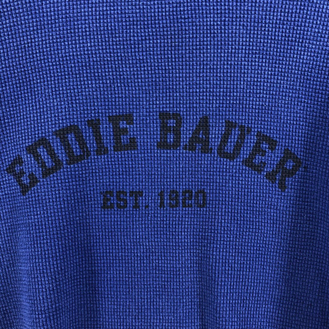 Eddie Bauer Thermal Ron T-shirt, Waffle, Men's L size cotton blue type Vintage Second Hand