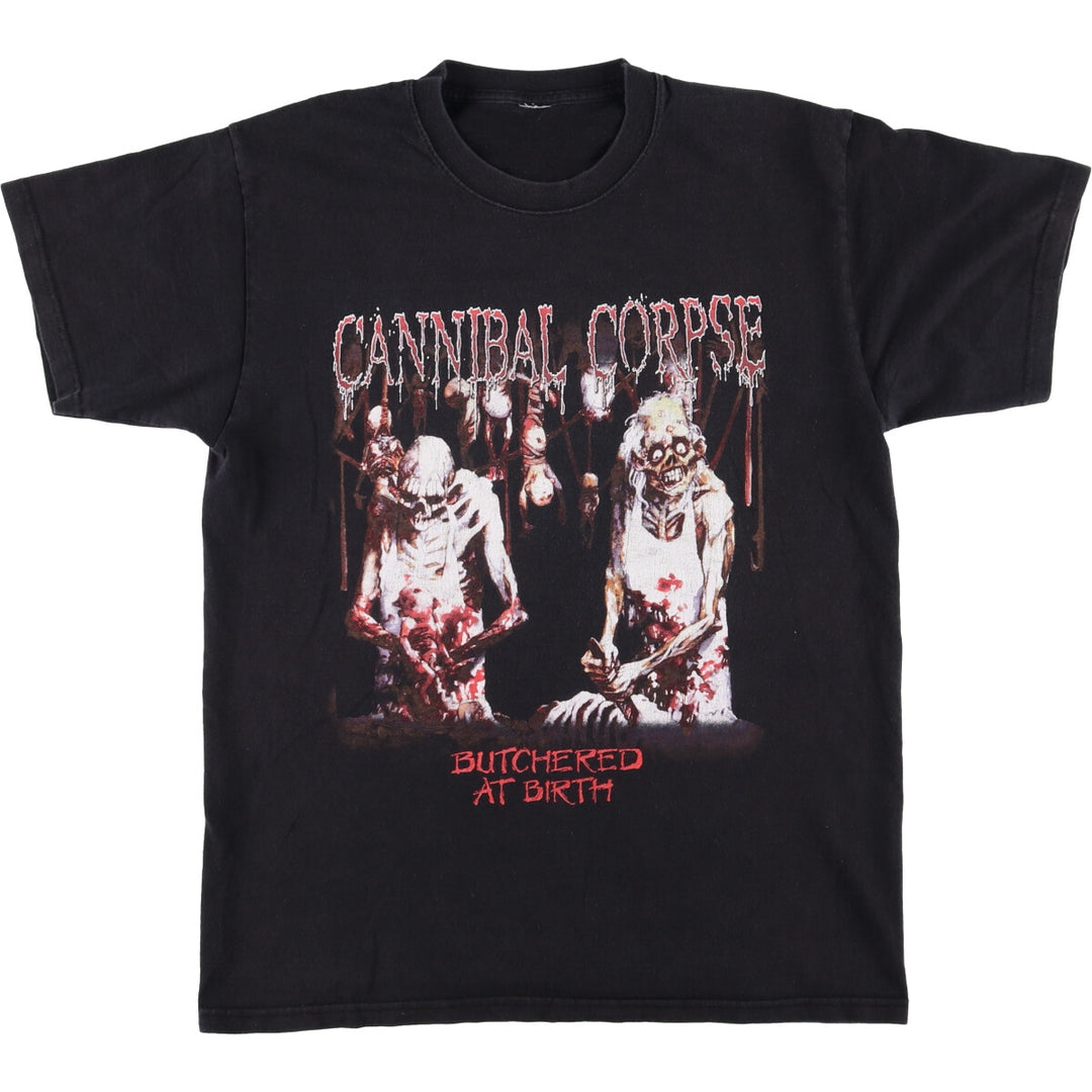 00s~ Cannibal Corpse Skull Pattern Band T-shirt Band Tee Men's XL size unclear black type Vintage Second Hand