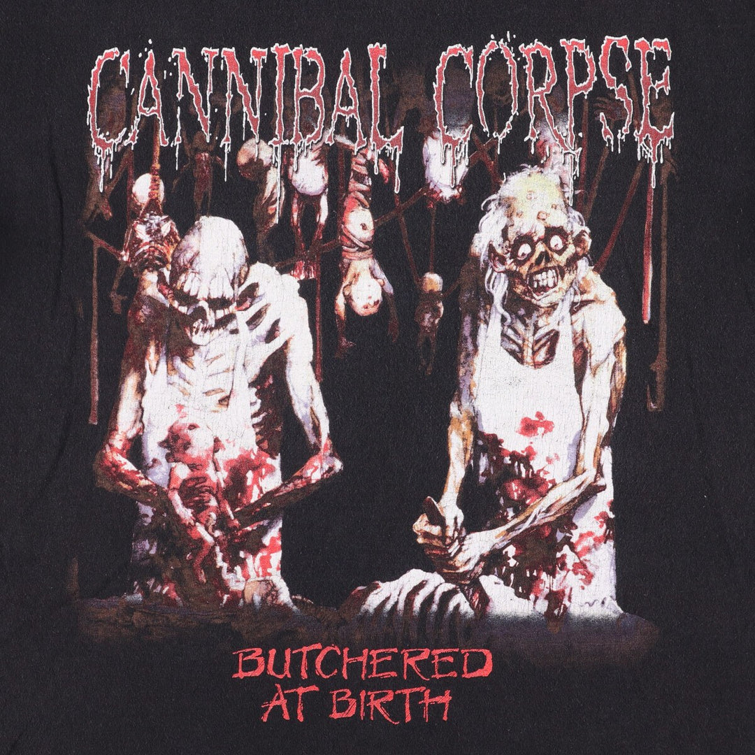 00s~ Cannibal Corpse Skull Pattern Band T-shirt Band Tee Men's XL size unclear black type Vintage Second Hand
