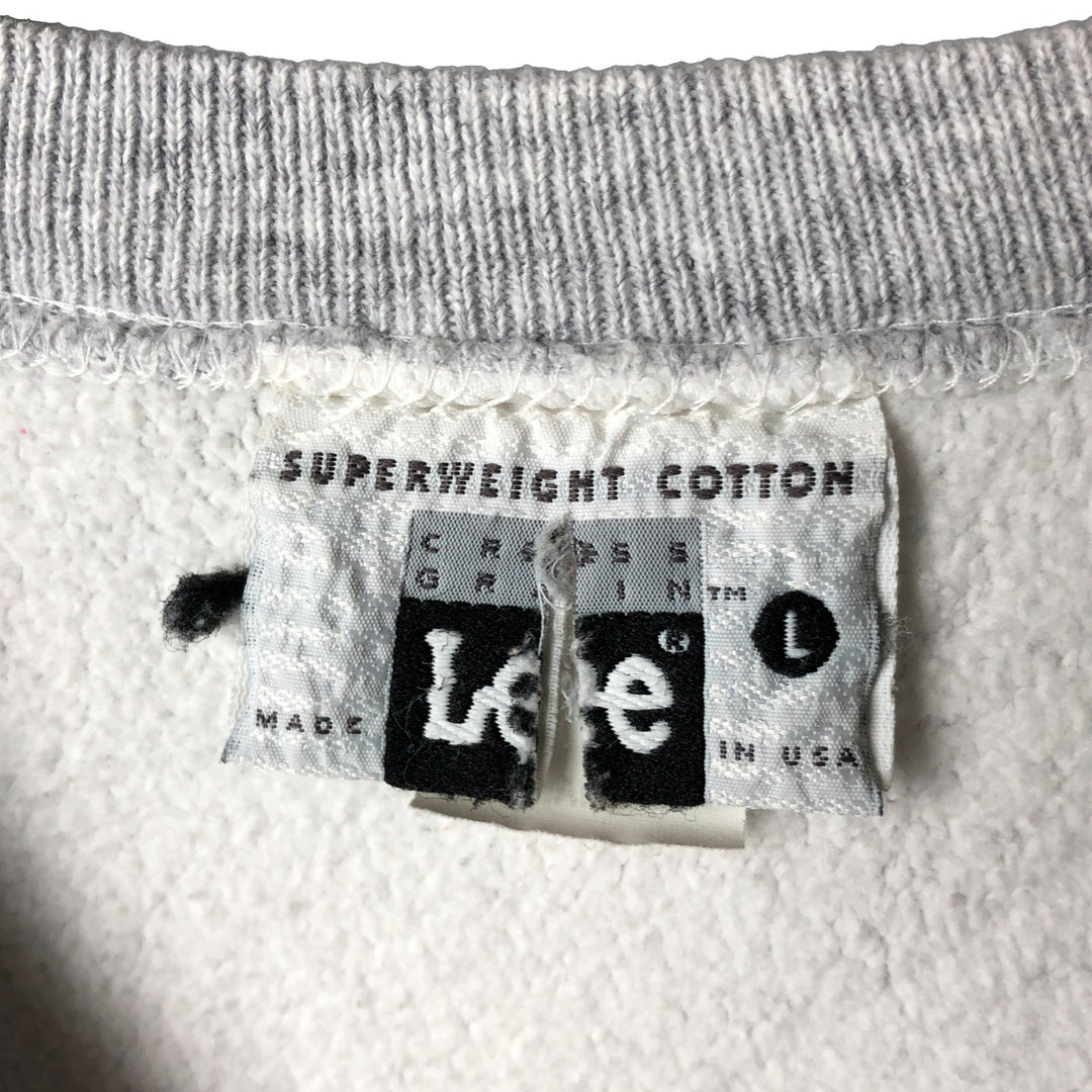 90'S Lee Print Sweatshirt, Made in USA, Men's Size L (Equivalent), Vintage cotton gray type Vintage Second Hand