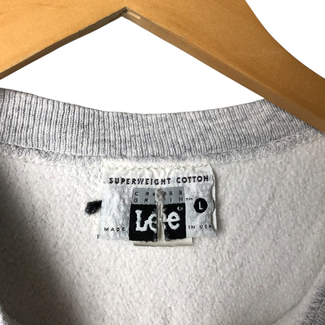 90'S Lee Print Sweatshirt, Made in USA, Men's Size L (Equivalent), Vintage cotton gray type Vintage Second Hand
