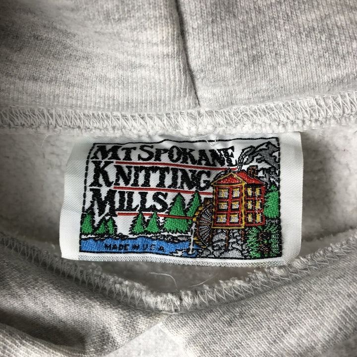 ~90'S MT SPOKANE KNITTING MILLS Triple Print College Sweatshirt Pullover Hoodie, Made in USA cotton gray type Vintage Second Hand