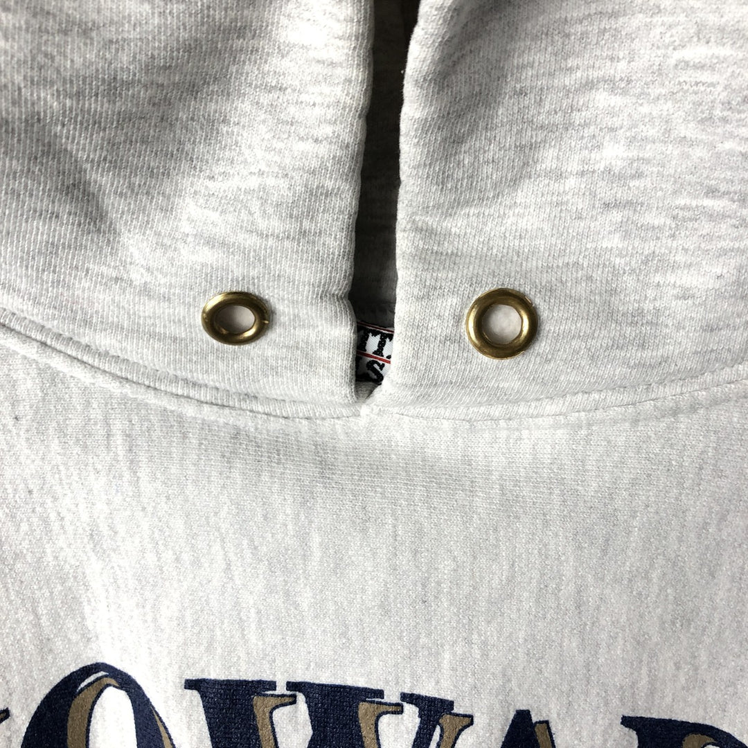 ~90'S MT SPOKANE KNITTING MILLS Triple Print College Sweatshirt Pullover Hoodie, Made in USA cotton gray type Vintage Second Hand