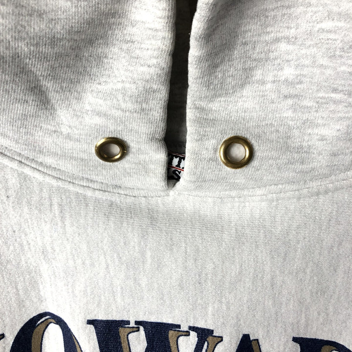 ~90'S MT SPOKANE KNITTING MILLS Triple Print College Sweatshirt Pullover Hoodie, Made in USA cotton gray type Vintage Second Hand