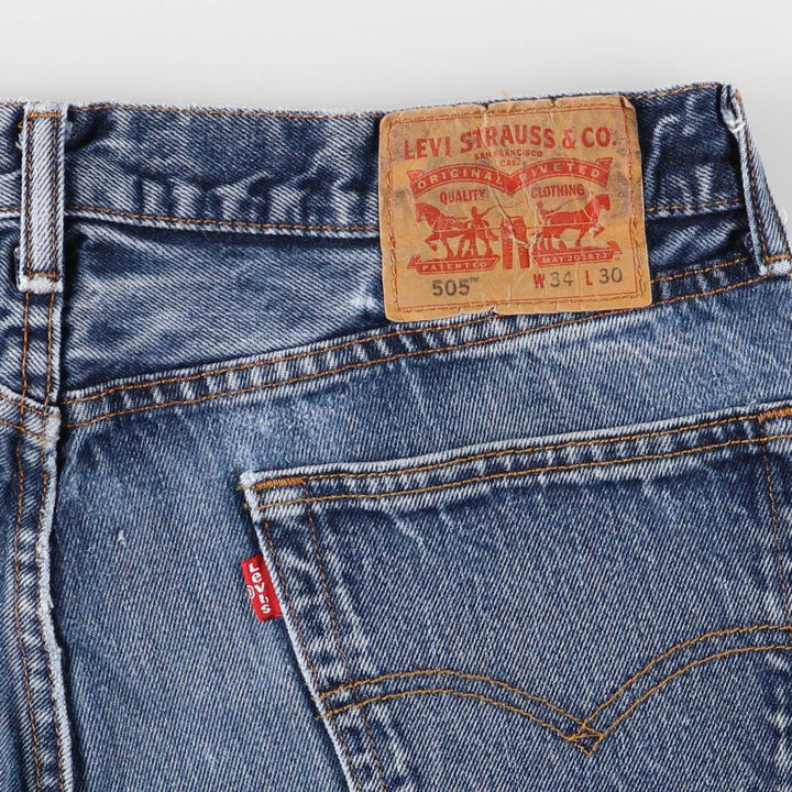 Levi's 505 tapered denim pants for men, size W34 cotton blue type Vintage Second Hand