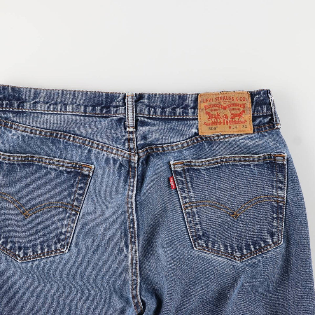 Levi's 505 tapered denim pants for men, size W34 cotton blue type Vintage Second Hand