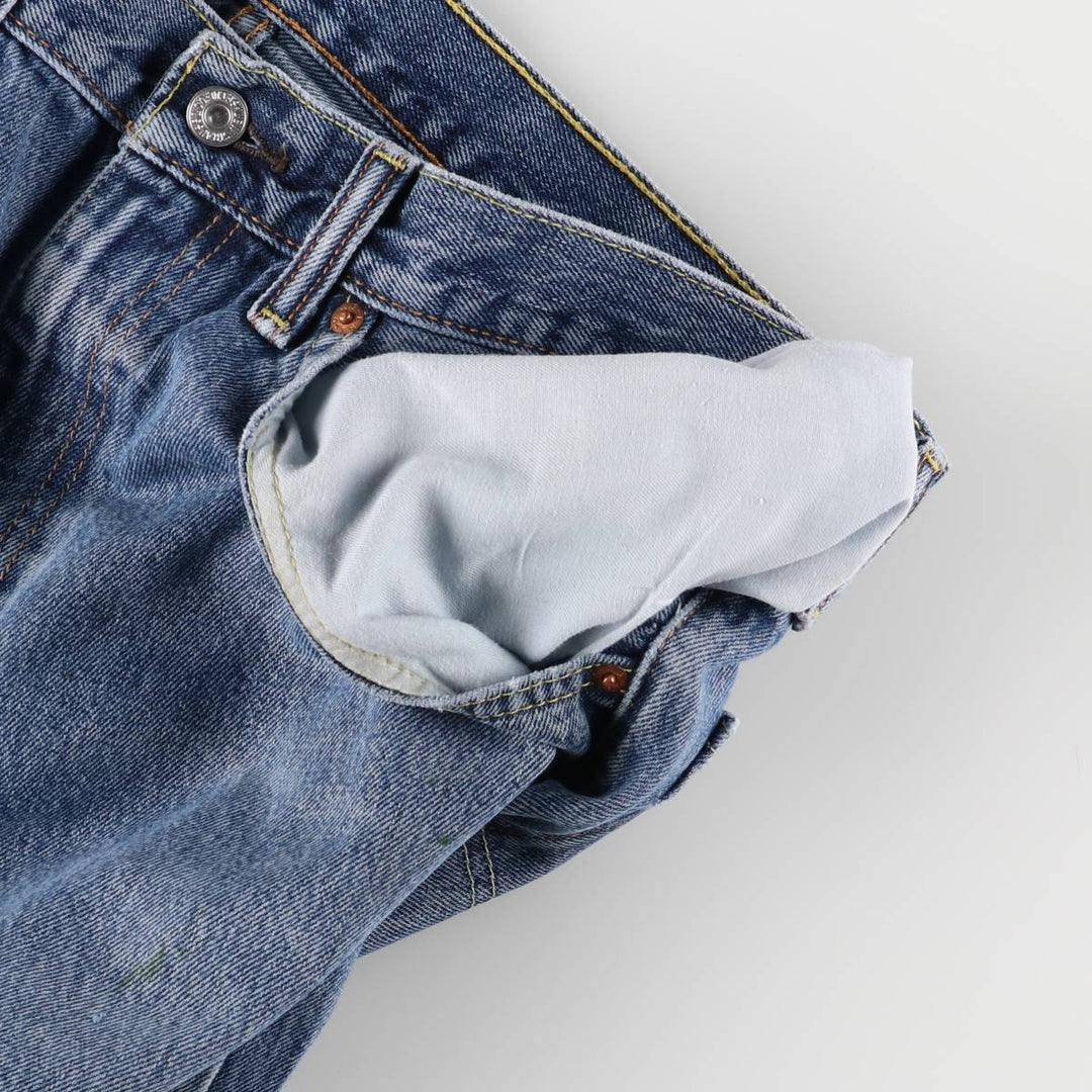 Levi's 505 tapered denim pants for men, size w37 cotton blue type Vintage Second Hand