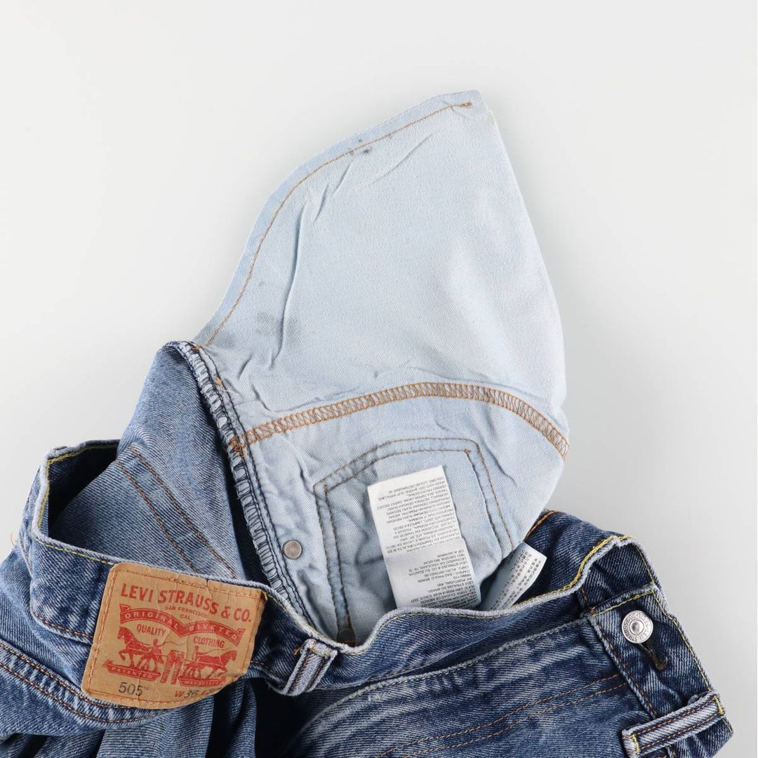 Levi's 505 tapered denim pants for men, size w37 cotton blue type Vintage Second Hand