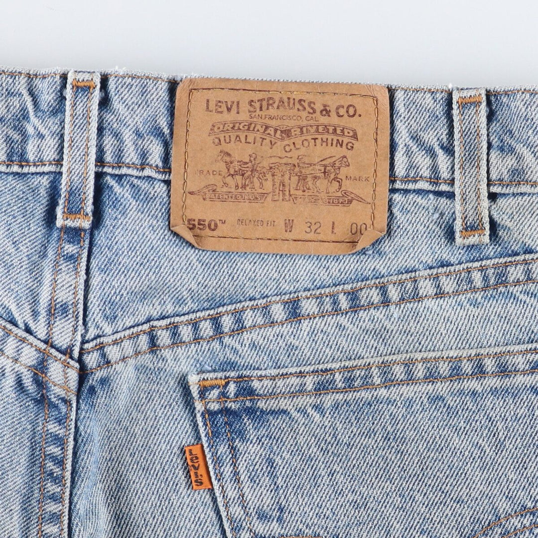 90'S Levi's 550 Relaxed Fit Orange Tab Denim Shorts, Half Pants, Jorts, Men's, W33, Vintage cotton Blue type light blue Vintage Second Hand