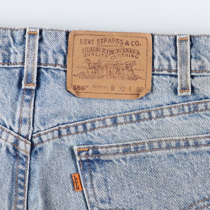 90'S Levi's 550 Relaxed Fit Orange Tab Denim Shorts, Half Pants, Jorts, Men's, W33, Vintage cotton Blue type light blue Vintage Second Hand