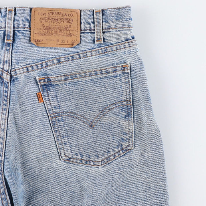 90'S Levi's 550 Relaxed Fit Orange Tab Denim Shorts, Half Pants, Jorts, Men's, W33, Vintage cotton Blue type light blue Vintage Second Hand