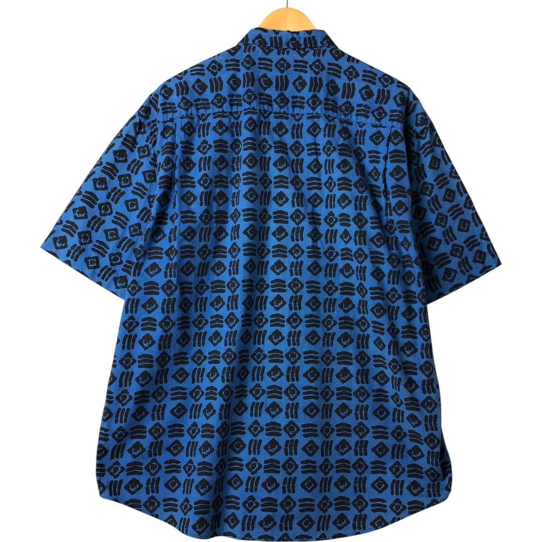 90'S GAP Old Gap all-over print short-sleeve cotton shirt, men's XL size, vintage cotton blue type Vintage Second Hand