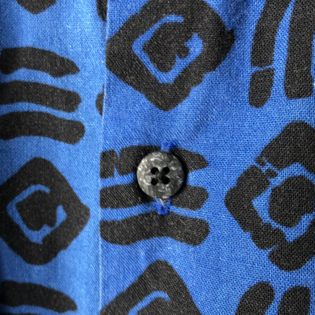 90'S GAP Old Gap all-over print short-sleeve cotton shirt, men's XL size, vintage cotton blue type Vintage Second Hand