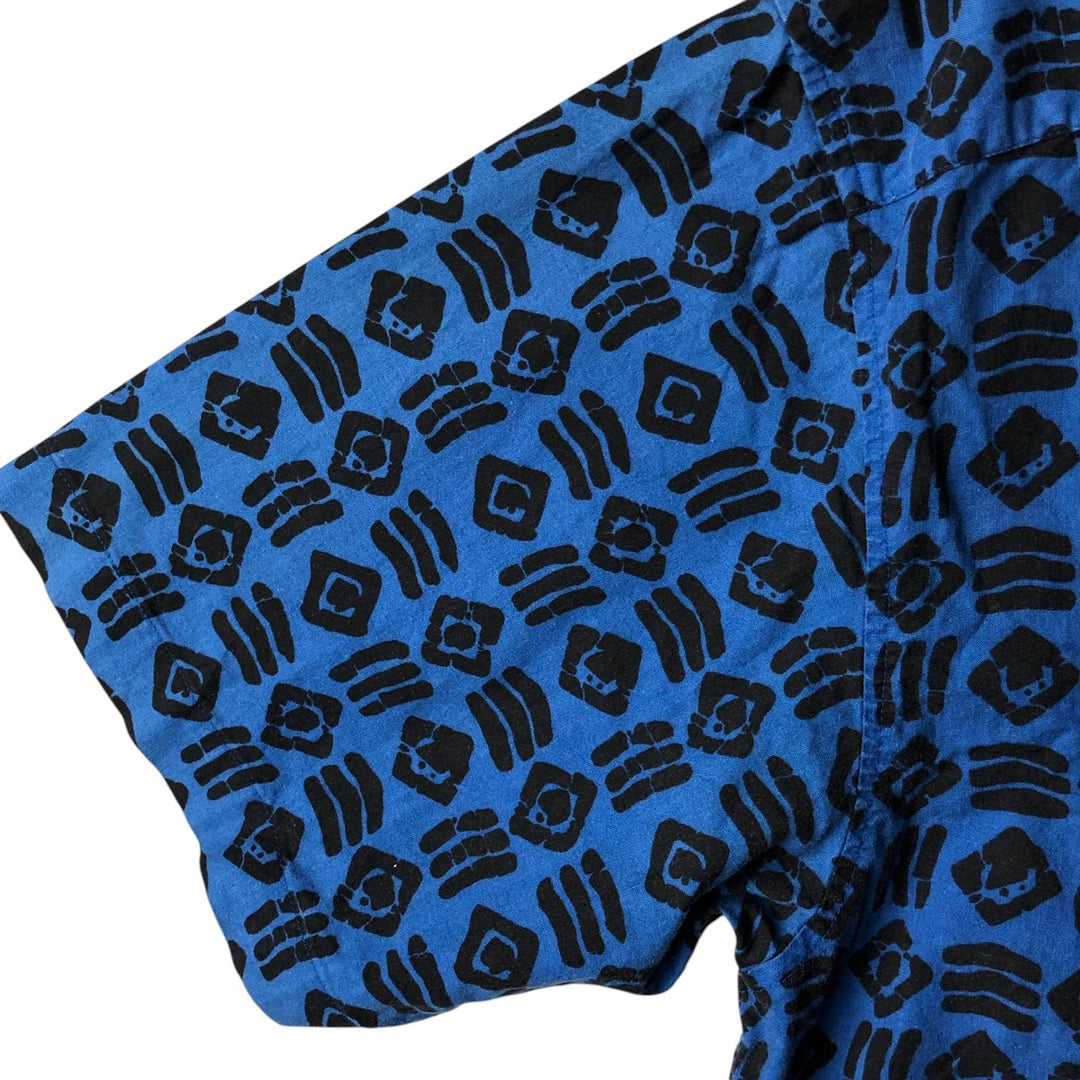 90'S GAP Old Gap all-over print short-sleeve cotton shirt, men's XL size, vintage cotton blue type Vintage Second Hand