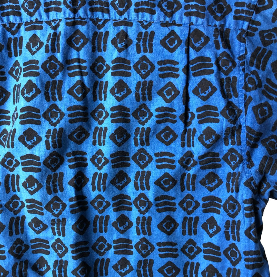 90'S GAP Old Gap all-over print short-sleeve cotton shirt, men's XL size, vintage cotton blue type Vintage Second Hand