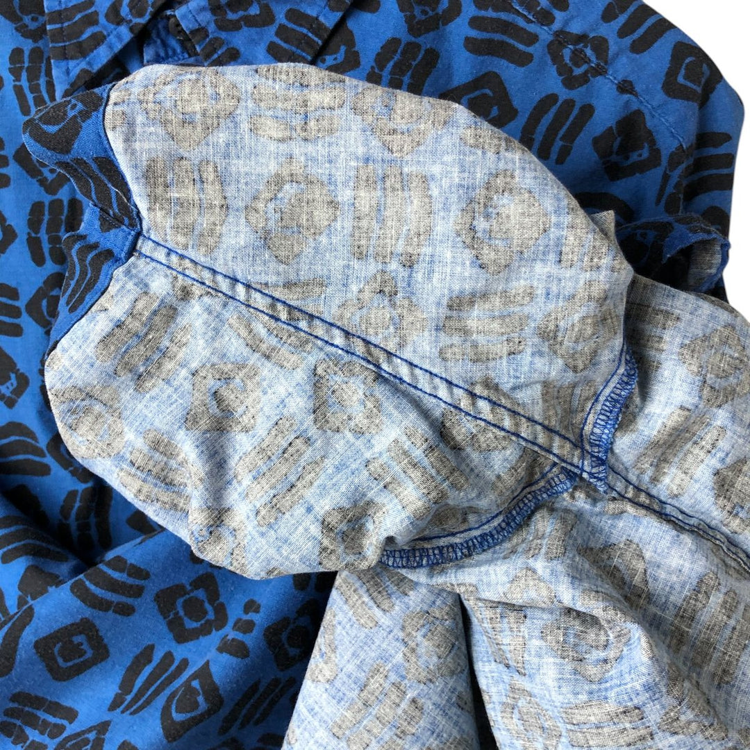 90'S GAP Old Gap all-over print short-sleeve cotton shirt, men's XL size, vintage cotton blue type Vintage Second Hand