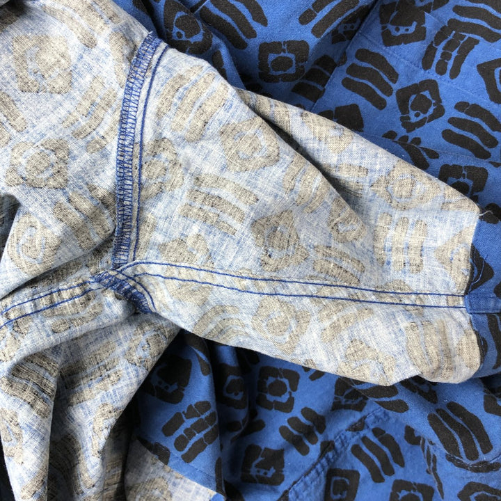 90'S GAP Old Gap all-over print short-sleeve cotton shirt, men's XL size, vintage cotton blue type Vintage Second Hand
