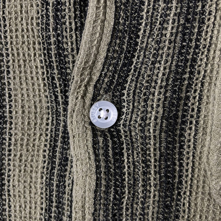 STUSSY Stripe Pattern Short Sleeve Open Collar Cotton Shirt Men's XL cotton Khaki type sage green Vintage Second Hand