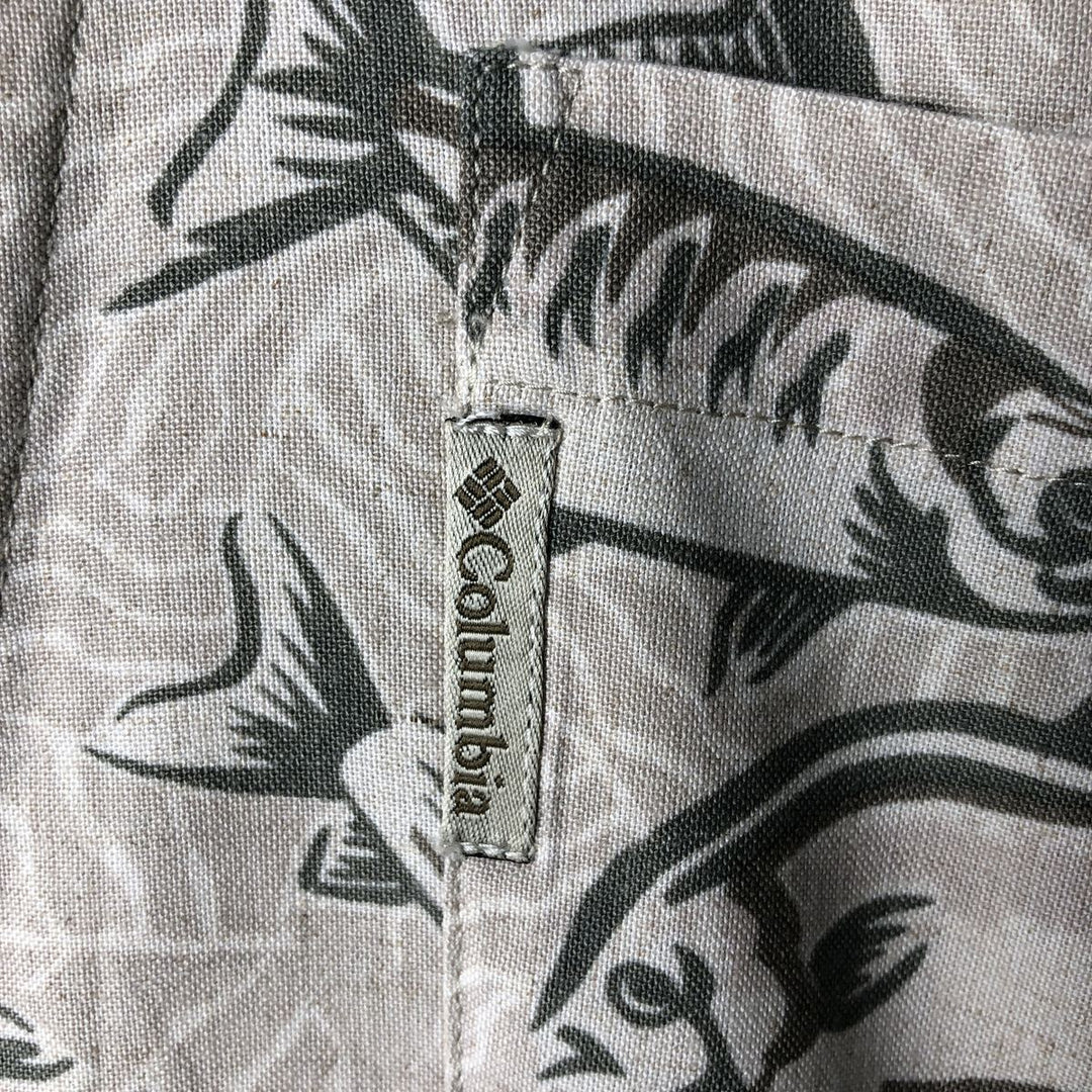 90'S Vintage Columbia All-Over Fish Print Short Sleeve Open Collar Rayon Box Shirt, Men's Size L Rayon Beige type Vintage Second Hand