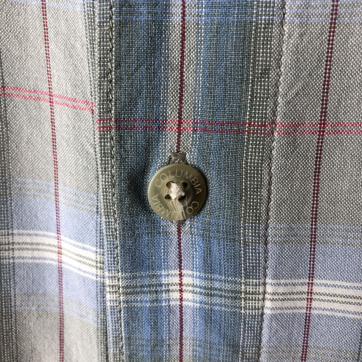 90s-00'S Columbia Short Sleeve Cotton Check Shirt Box Shirt Men's XL Vintage cotton Blue type light blue Vintage Second Hand