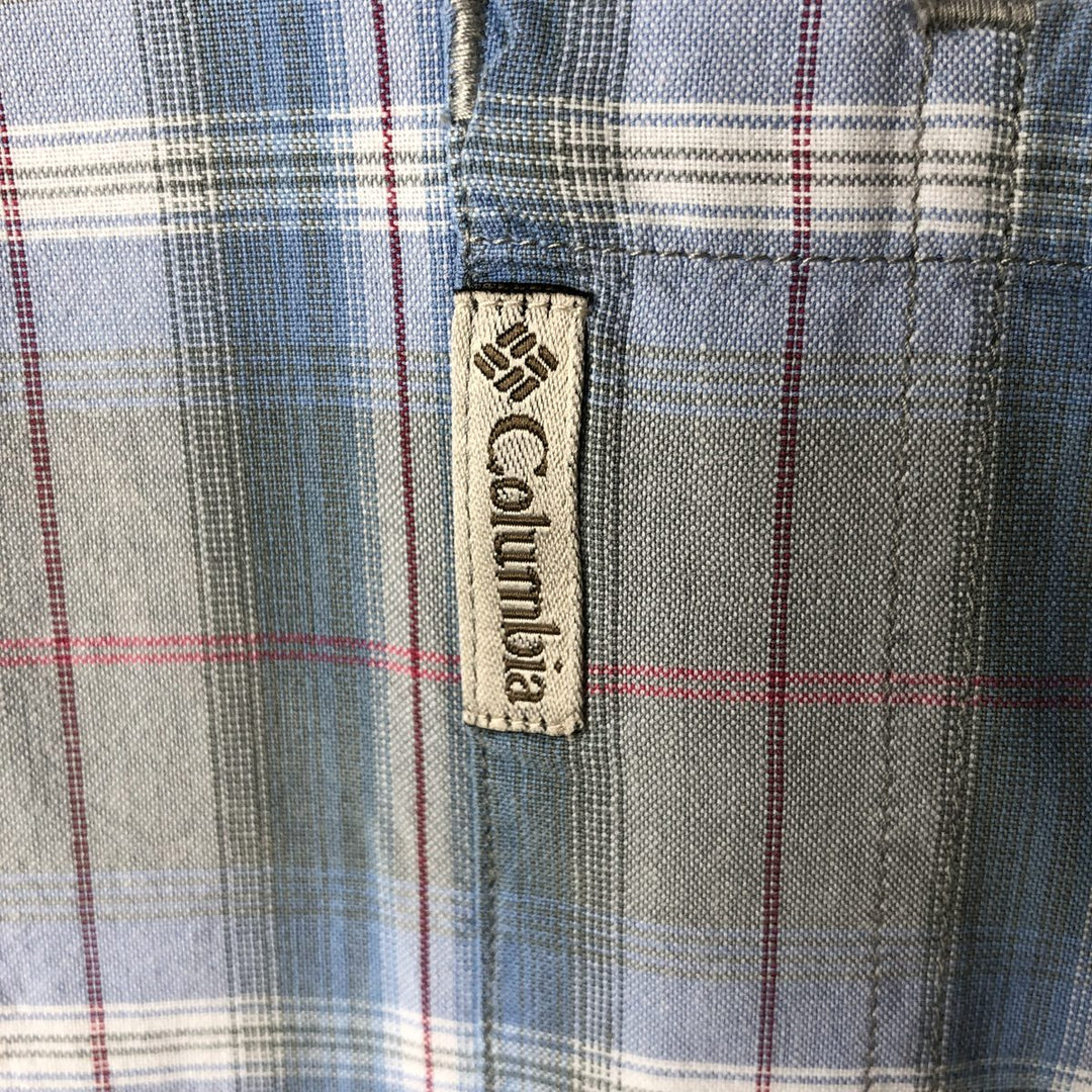 90s-00'S Columbia Short Sleeve Cotton Check Shirt Box Shirt Men's XL Vintage cotton Blue type light blue Vintage Second Hand