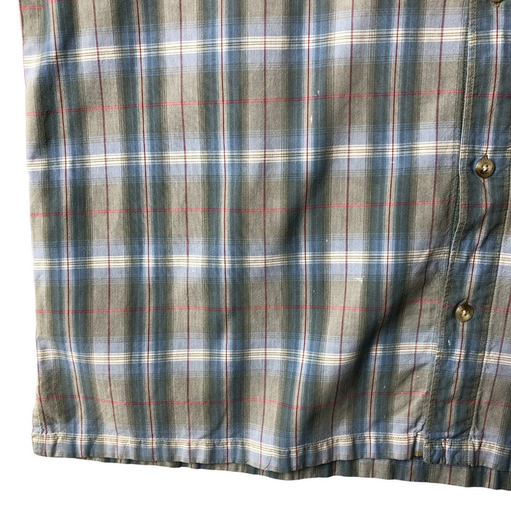 90s-00'S Columbia Short Sleeve Cotton Check Shirt Box Shirt Men's XL Vintage cotton Blue type light blue Vintage Second Hand