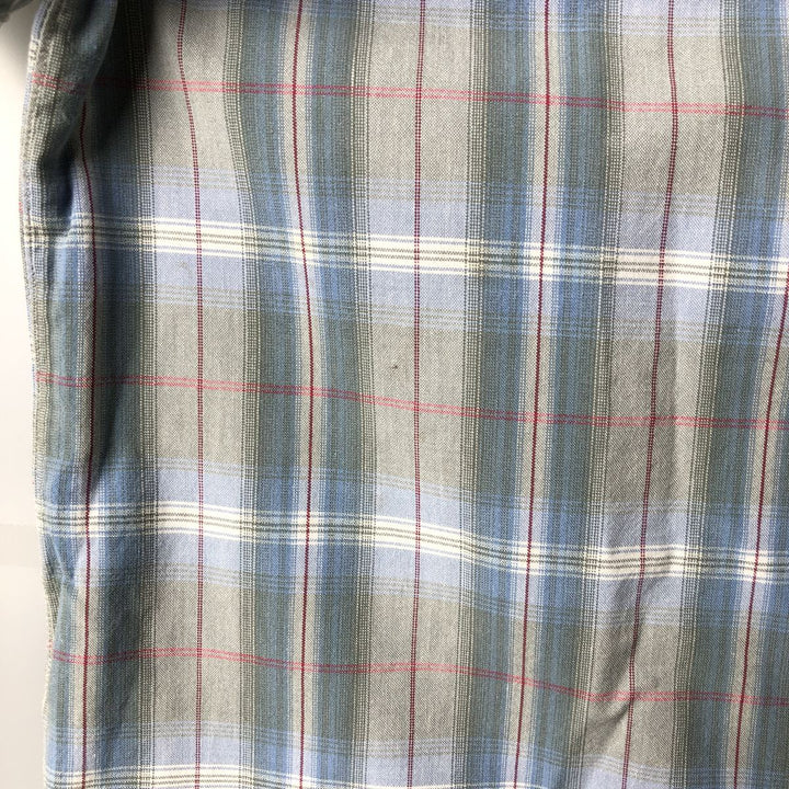 90s-00'S Columbia Short Sleeve Cotton Check Shirt Box Shirt Men's XL Vintage cotton Blue type light blue Vintage Second Hand