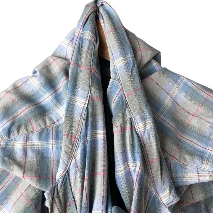 90s-00'S Columbia Short Sleeve Cotton Check Shirt Box Shirt Men's XL Vintage cotton Blue type light blue Vintage Second Hand