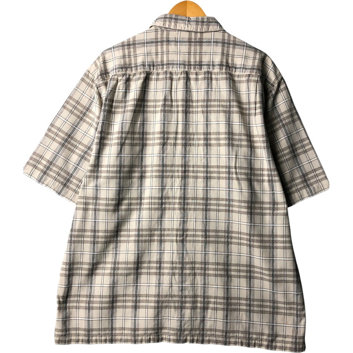 90s-00'S Columbia Short Sleeve Cotton Check Shirt Box Shirt Men's L Size Vintage cotton Beige type Vintage Second Hand