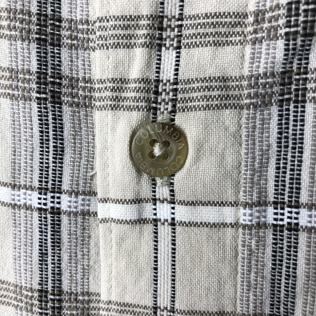 90s-00'S Columbia Short Sleeve Cotton Check Shirt Box Shirt Men's L Size Vintage cotton Beige type Vintage Second Hand