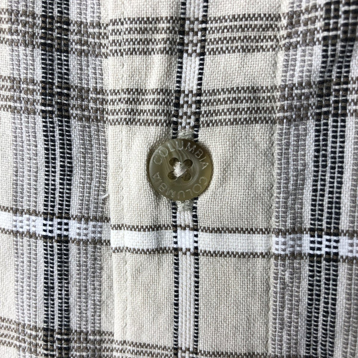 90s-00'S Columbia Short Sleeve Cotton Check Shirt Box Shirt Men's L Size Vintage cotton Beige type Vintage Second Hand