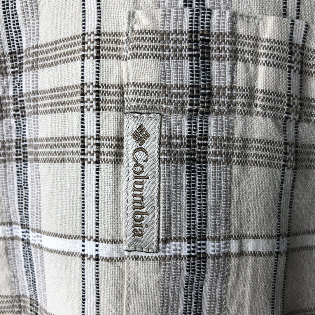 90s-00'S Columbia Short Sleeve Cotton Check Shirt Box Shirt Men's L Size Vintage cotton Beige type Vintage Second Hand