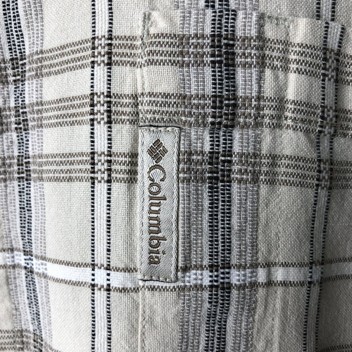 90s-00'S Columbia Short Sleeve Cotton Check Shirt Box Shirt Men's L Size Vintage cotton Beige type Vintage Second Hand