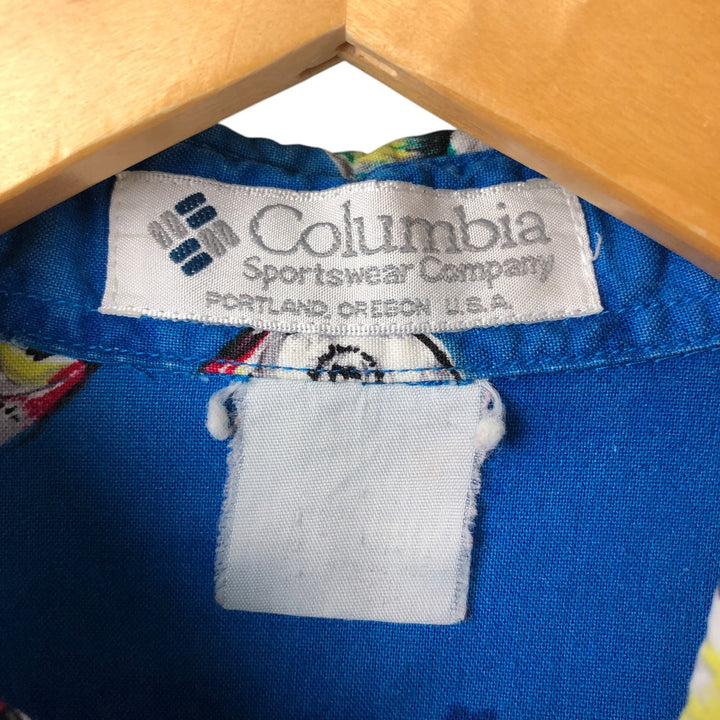 90'S Columbia White Tag All-Over Fish Print Short Sleeve Button-Down Shirt, Men's XL, Vintage unclear Blue type light blue Vintage Second Hand