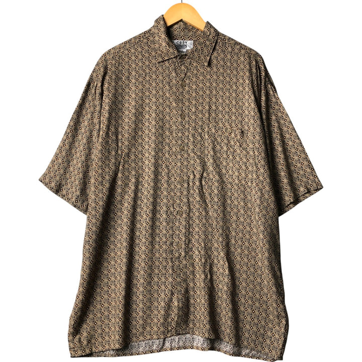 CITY STREETS All-over Pattern Short Sleeve Rayon Shirt Box Shirt Men's Size L Rayon brown type Vintage Second Hand
