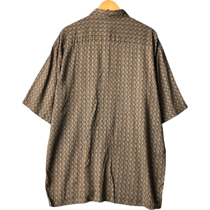 CITY STREETS All-over Pattern Short Sleeve Rayon Shirt Box Shirt Men's Size L Rayon brown type Vintage Second Hand