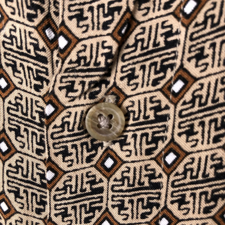 CITY STREETS All-over Pattern Short Sleeve Rayon Shirt Box Shirt Men's Size L Rayon brown type Vintage Second Hand