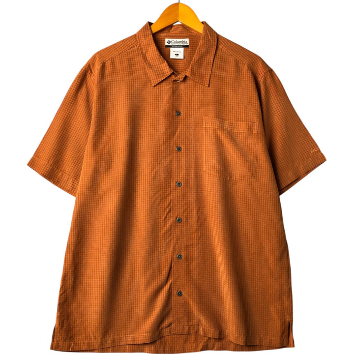 2000'S Columbia Short Sleeve Check Shirt, Box Shirt, Men's Size L Modal brown type Vintage Second Hand
