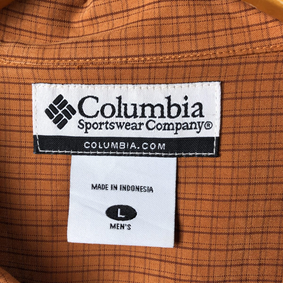 2000'S Columbia Short Sleeve Check Shirt, Box Shirt, Men's Size L Modal brown type Vintage Second Hand