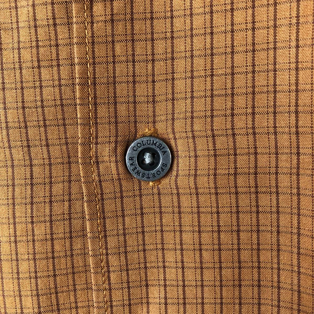 2000'S Columbia Short Sleeve Check Shirt, Box Shirt, Men's Size L Modal brown type Vintage Second Hand