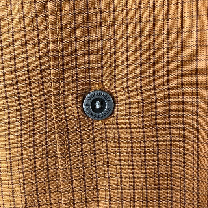 2000'S Columbia Short Sleeve Check Shirt, Box Shirt, Men's Size L Modal brown type Vintage Second Hand
