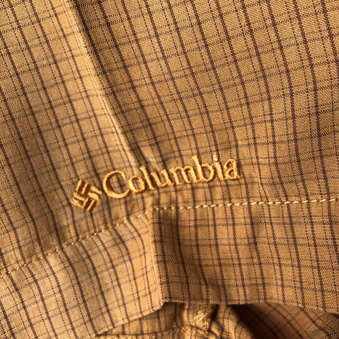 2000'S Columbia Short Sleeve Check Shirt, Box Shirt, Men's Size L Modal brown type Vintage Second Hand